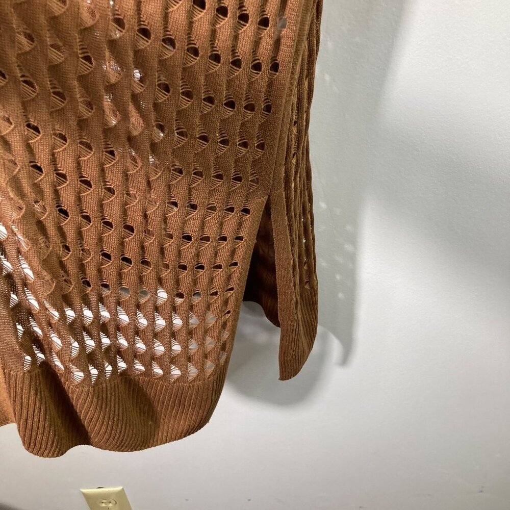 Womens Chicos Open Cardigan‎ Duster Open Crocheted 1/2 Sleeve Brown L Rayon - Picture 7 of 11